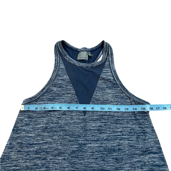 Athleta Heathered Blue Utopia Mesh Activewear Racerback Tank Top Womens Sz Small - Picture 6 of 7